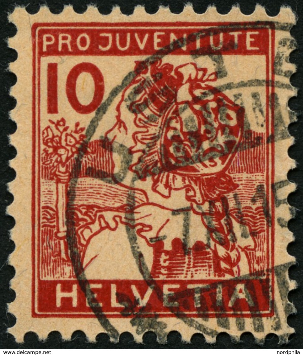 SCHWEIZ BUNDESPOST 129 O, 1915, 10 C. Pro Juventute, Pracht, Mi. 110.- - 1843-1852 Federal & Cantonal Stamps