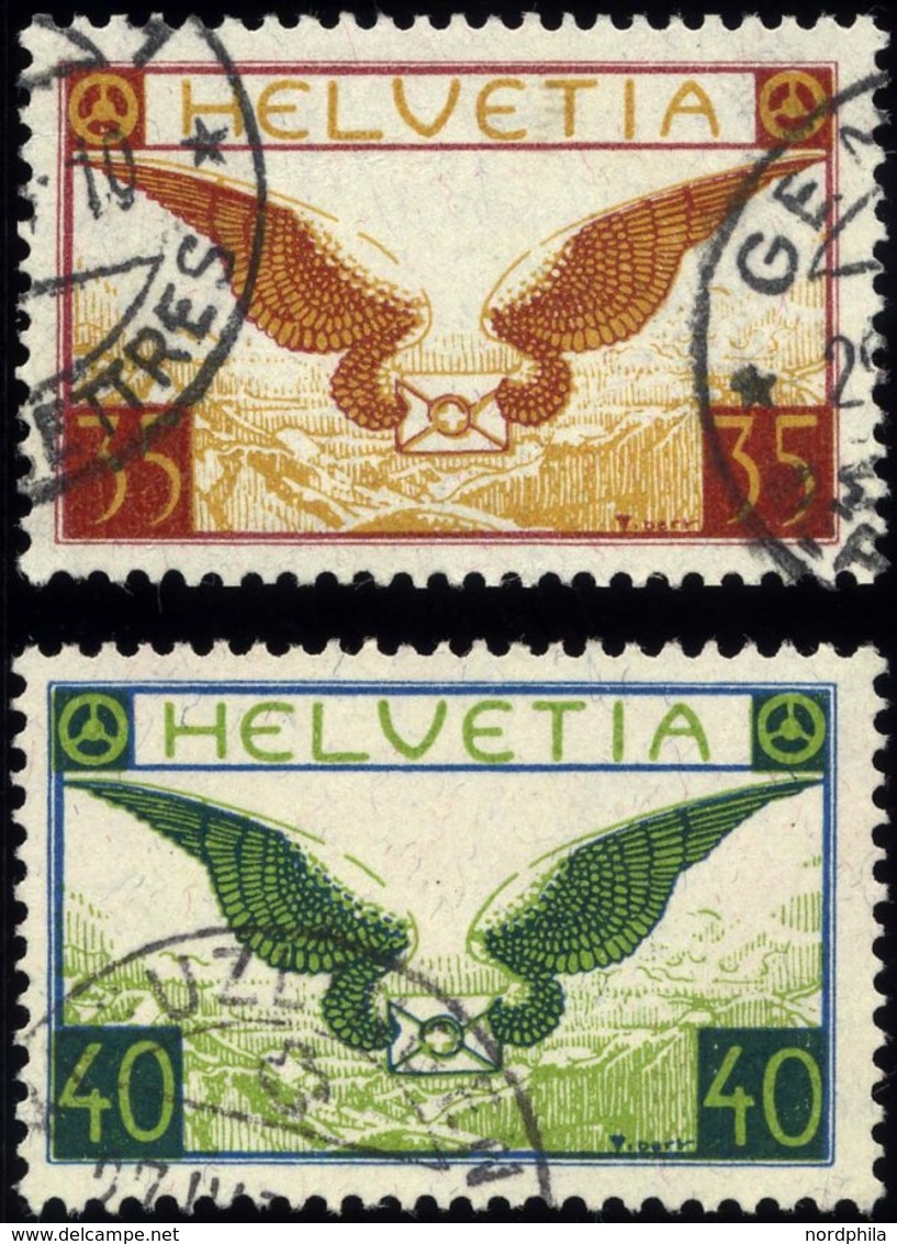 SCHWEIZ BUNDESPOST 233/4x O, 1929, Geflügelter Brief, Gewöhnliches Papier, Pracht, Mi. 160.- - 1843-1852 Federal & Cantonal Stamps