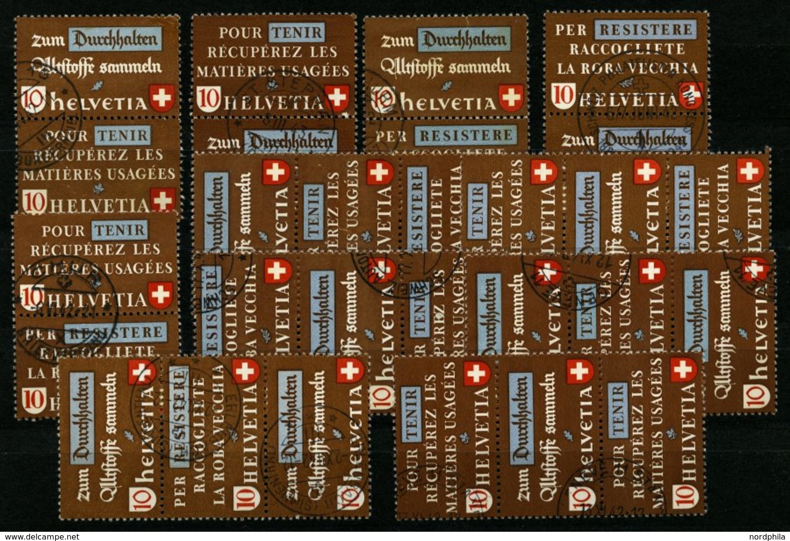 SCHWEIZ BUNDESPOST SZd 1-11 O, 1942, Altstoffsammmlung, 11 Senkrechte Zusammendrucke Komplett, Pracht, Mi. 449.- - 1843-1852 Federal & Cantonal Stamps