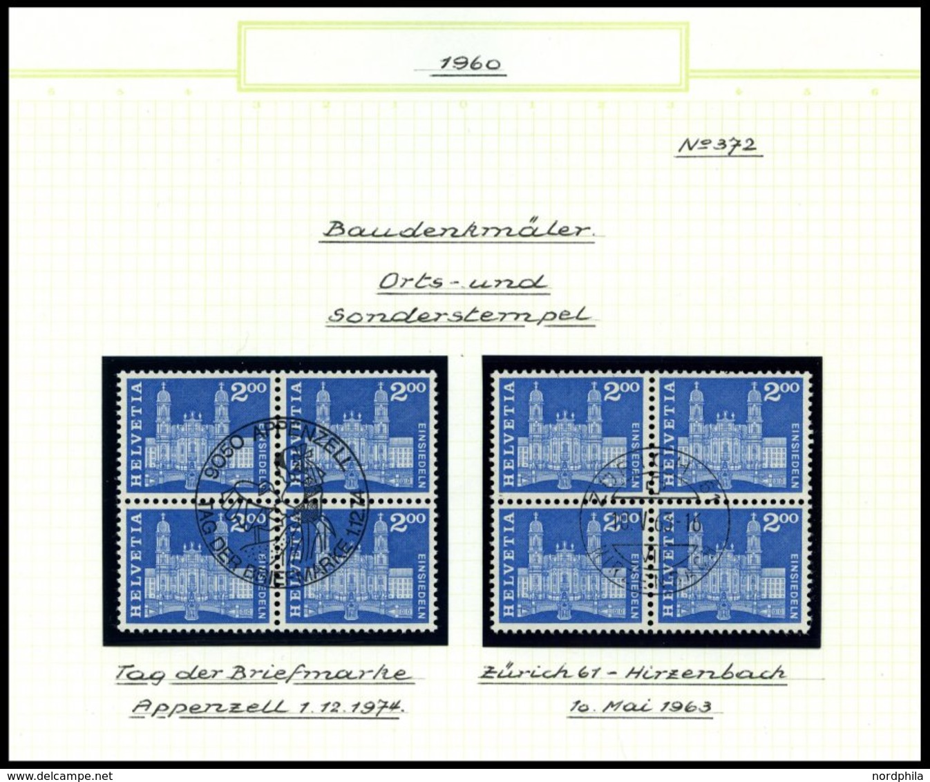 SCHWEIZ BUNDESPOST 696-713x VB O, 1960, Postgeschichtliche Motive Und Baudenkmäler, Normales Papier, In Zentrisch Gestem - 1843-1852 Federal & Cantonal Stamps
