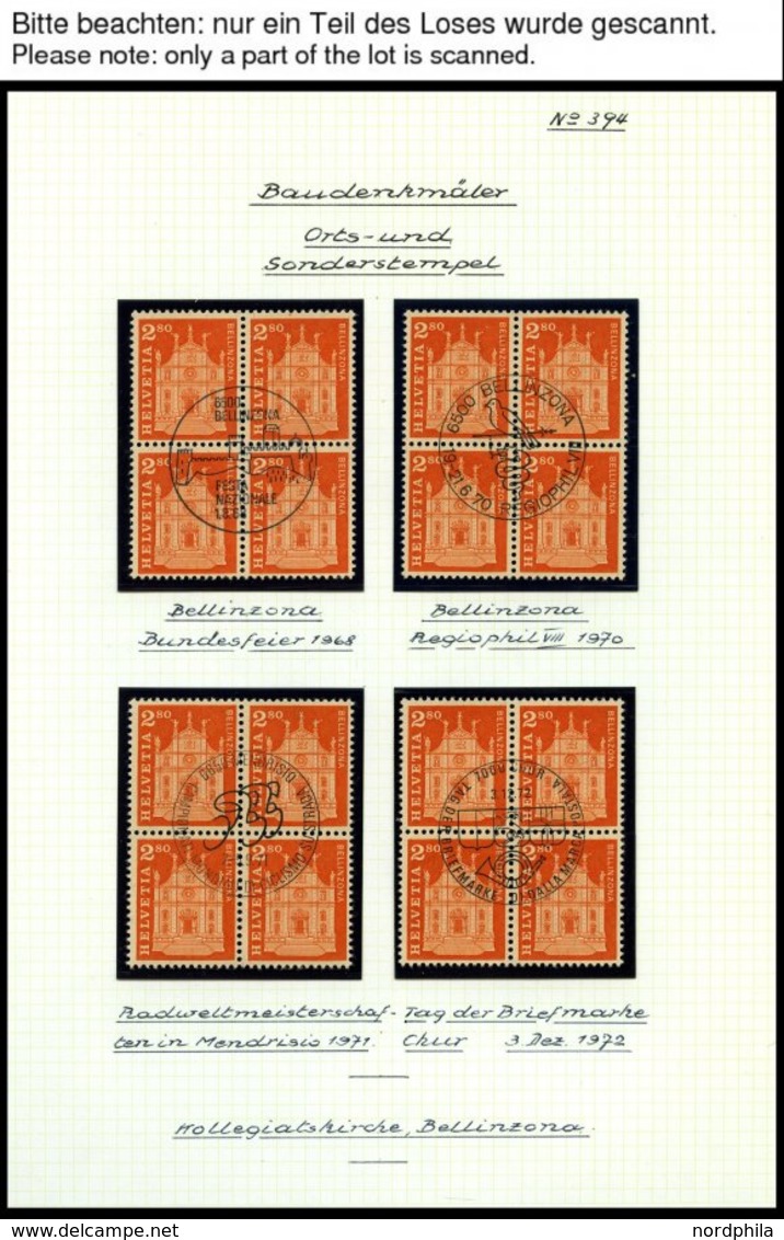 SCHWEIZ BUNDESPOST 764-67 VB O, 1963, Postgeschichtliche Motive Und Baudenkmäler In Zentrisch Gestempelten Viererblocks, - 1843-1852 Poste Federali E Cantonali