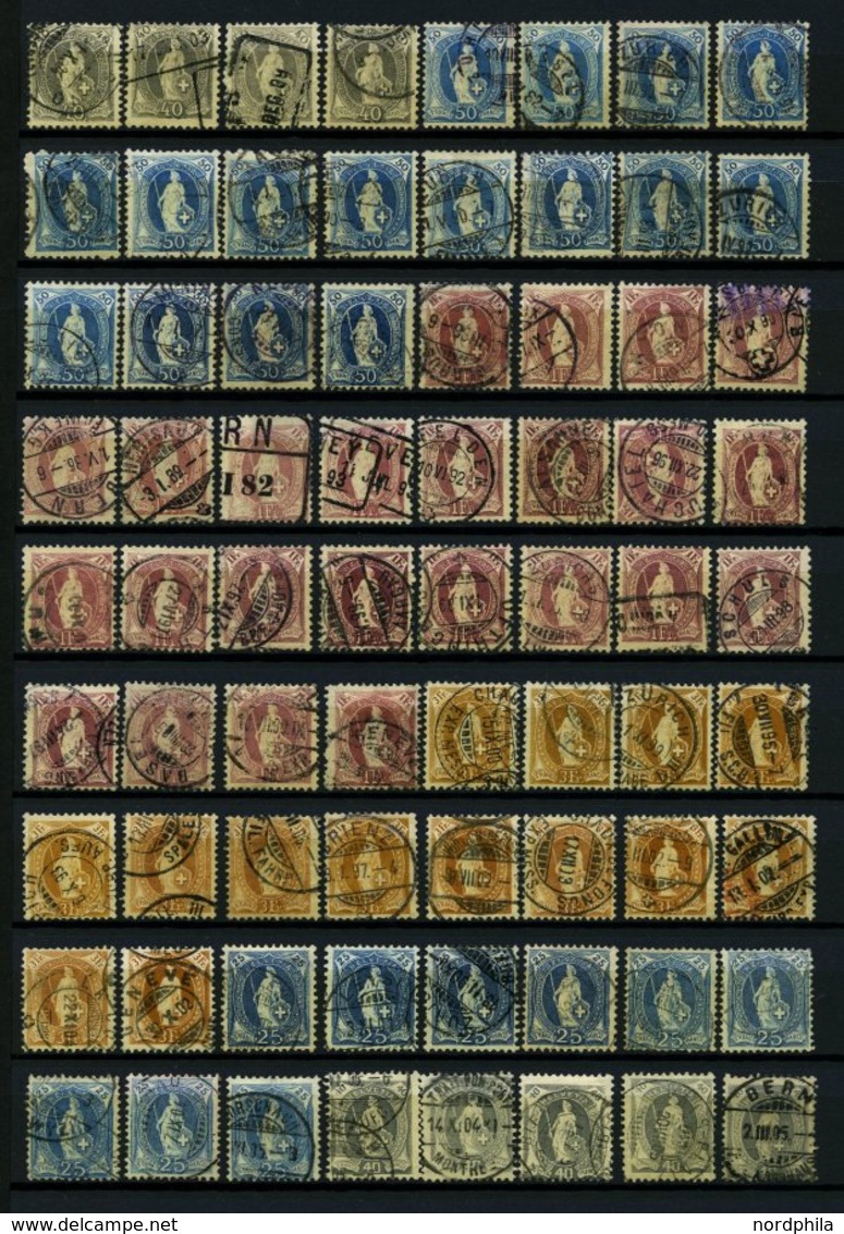 LOTS O, 1882-1904, Interessante Partie Stehende Helvetia Mit Kontrollzeichen, Dabei Bessere Zähnungen, Farben Und Abstem - Lotes/Colecciones