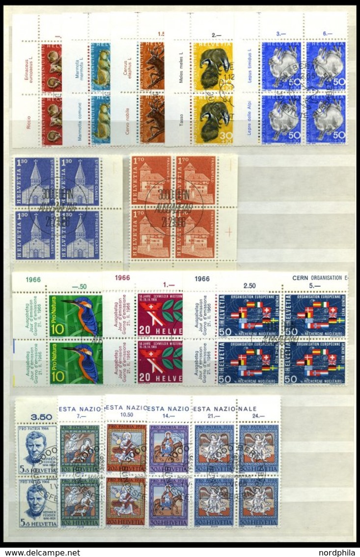 LOTS VB O, 1962-71, Saubere Partie Verschiedener Zentrisch Gestempelter Viererblocks, Nur Komplette Ausgaben, Pracht, Mi - Lotes/Colecciones