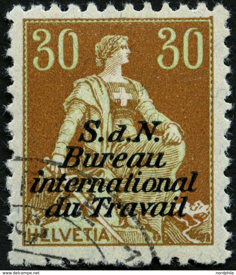 BIT/ILO 5 O, 1923, 30 C. Braunorange/hellgrün, Rauhe Zähnung, Pracht, Mi. 90.- - Oficial