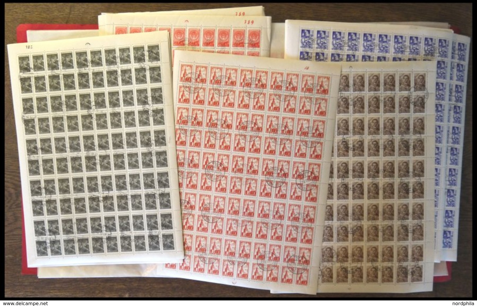 SAMMLUNGEN, LOTS O, 1947-78, Bogenmappe Mit 14 Verschiedenen Bogen Freimarken In Unterschiedlichen Mengen, Dazu Viele Un - Used Stamps