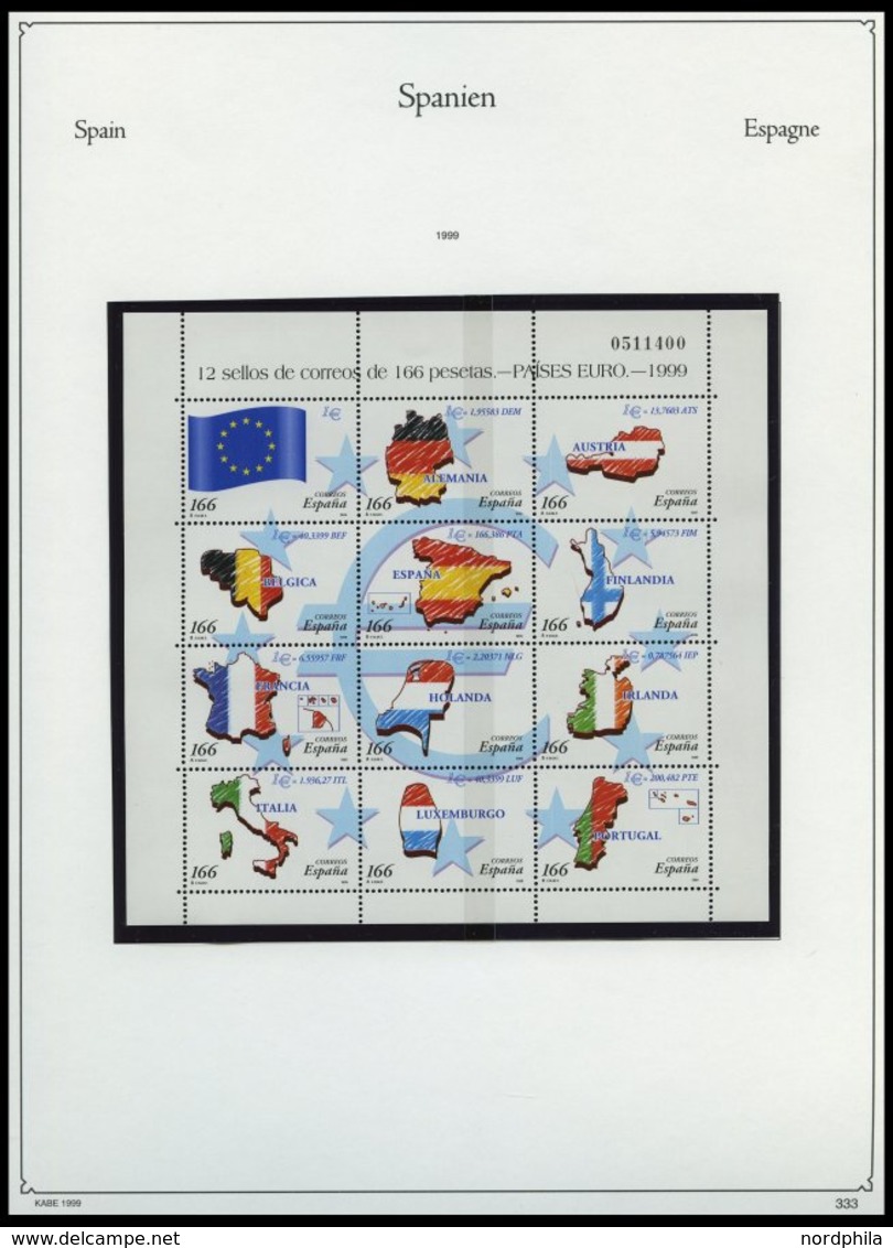 SPANIEN **, Postfrische Sammlung Spanien Von 1991-2002 Im KA-BE Album, Bis 1999 Komplett, Mit Vielen Kleinbogen, Prachte - Autres & Non Classés