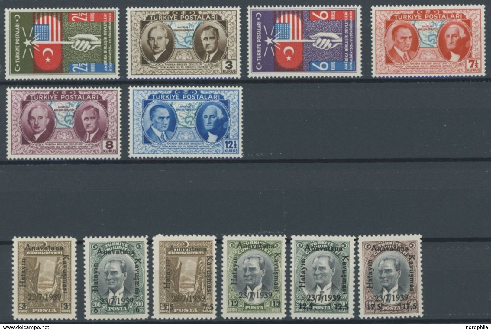 TÜRKEI 1029-58 **, 1938/9, 5 Postfrische Prachtsätze, Mi. 109.- - Sonstige & Ohne Zuordnung