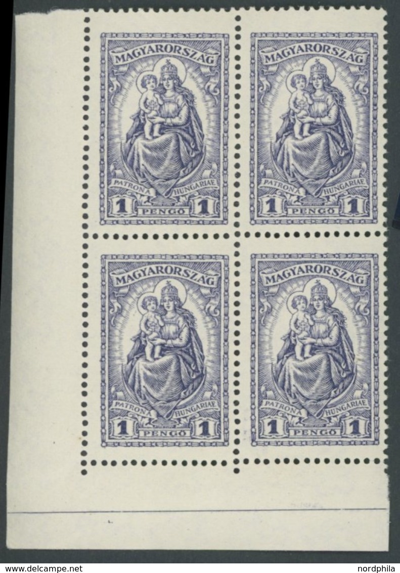 UNGARN 427 VB **, 1926, 1 P. Patrona Hungariae Im Unteren Linken Eckrandviererblock, Postfrisch, Pracht, Mi. (200.-) - Other & Unclassified