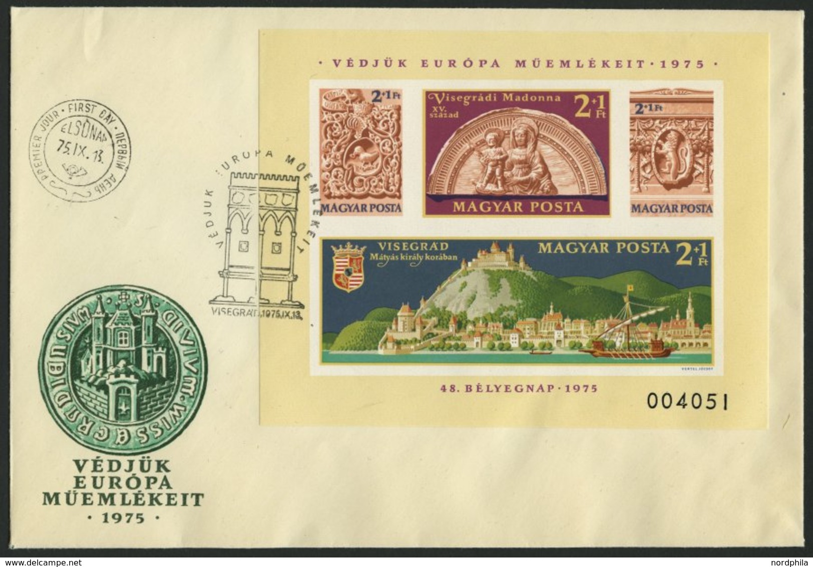 UNGARN Bl. 115B BRIEF, 1975, Block Denkmalschutzjahr, Ungezähnt, Auf FDC, Pracht, Mi. 120.- - Otros & Sin Clasificación