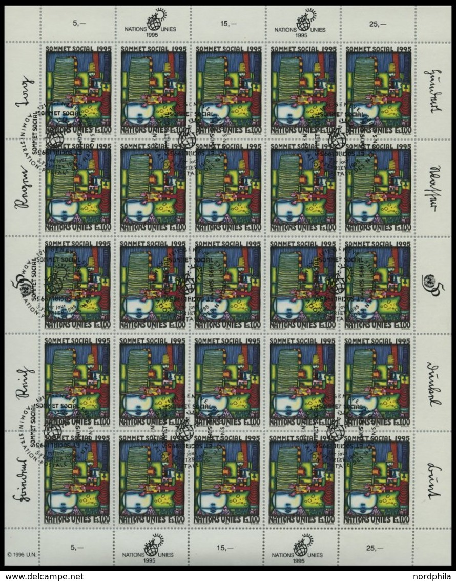 UNO - GENF 262KB O, 1995, Weltgipfel Für Soziale Entwicklung Im Kleinbogen Mit Ersttagssonderstempel, Pracht, Mi. 55.- - Altri & Non Classificati