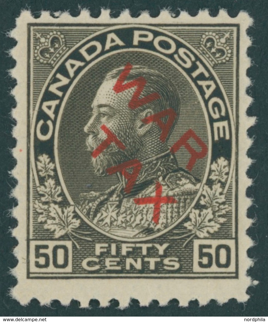 KANADA 99 **, 1912, 50 C. Schwarzbraun Mit Rotem Aufdruck WAR TAX, Postfrisch, Pracht - Otros & Sin Clasificación