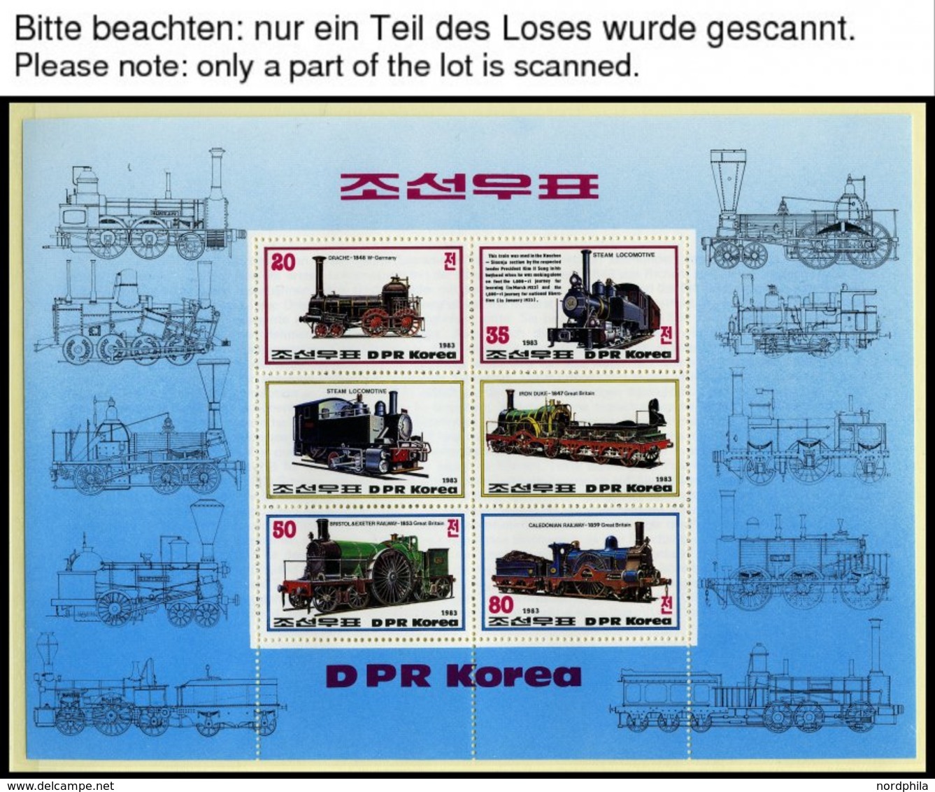 KOREA-NORD **, Ca. 1980-99, Kleine Postfrische Partie Verschiedener Werte Eisenbahn, Luftpost Und Die Geschichte Der Luf - Korea, North