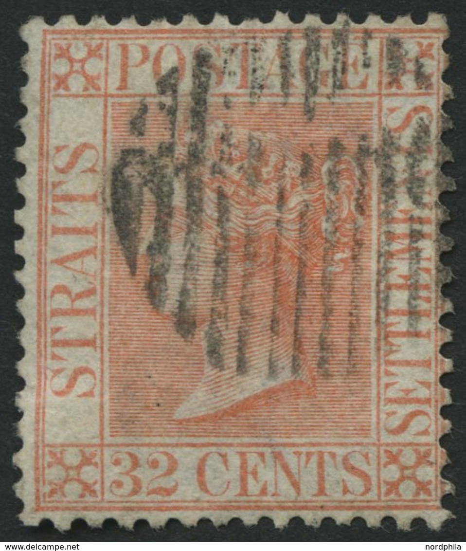 MALAIISCHE STAATEN - STRA 17 O, 1867, 32 C. Blaßrot, Pracht, Mi. 100.- - Straits Settlements