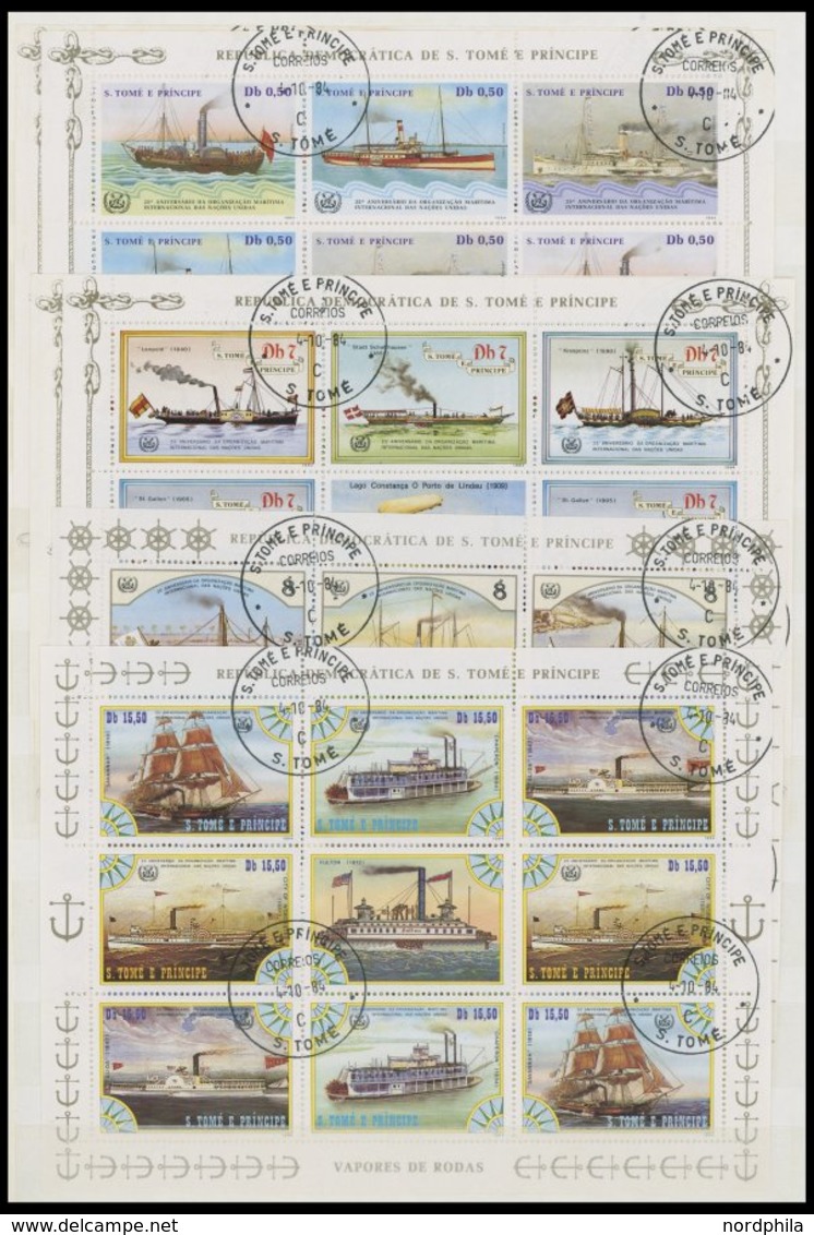 SAO TOME UND PRINCIPE O, Gestempelte Partie Von 1975-92 Mit Vielen Guten Ausgaben Und Blocks, Einiges Auch Doppelt Gesa - Sao Tome And Principe