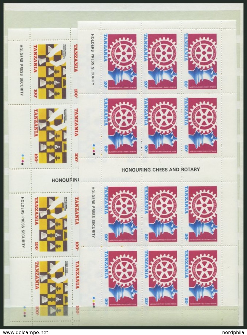 TANSANIA **, 1985-87, 8 Verschiedene Komplette Ausgaben In Kleinbogen Mit Den Dazugehörigen Blocks, Pracht, Mi. 135.- - Tansania (1964-...)