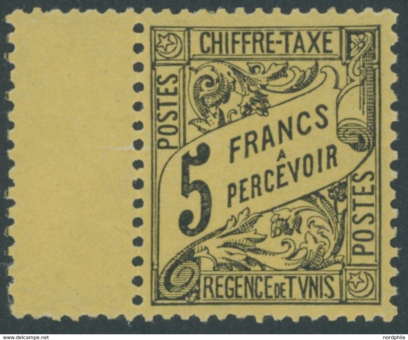 TUNESIEN P 35 **, Portomarken: 1903, 5 Fr. Schwarz Auf Gelb, Postfrisch, Pracht - Tunisia
