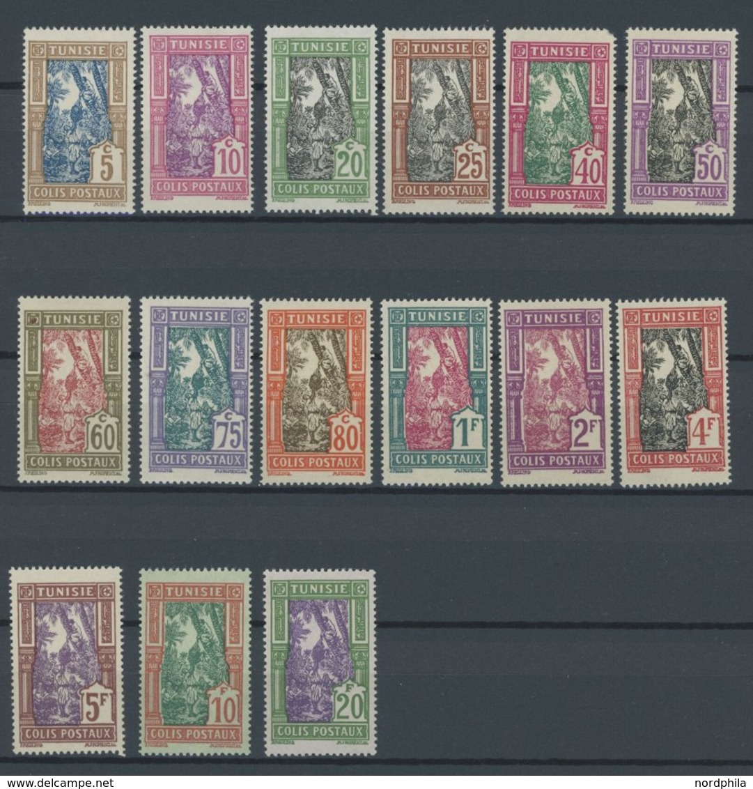 TUNESIEN PA 11-25 *, Paketmarken: 1926, Dattelernte, Falzrest, Bis Auf Einen Kleinen Wert Prachtsatz, Mi. 80.- - Tunisia (1956-...)