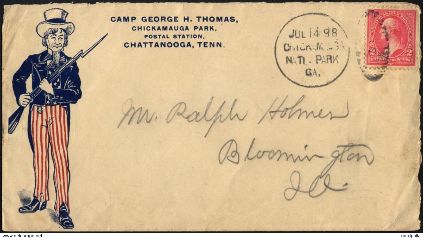 FELDPOST 1898, Patriotischer Brief Aus Dem Camp Georg H. Thomas In Chicamauga National Park, Feinst (zweiseitig Geöffnet - Otros & Sin Clasificación