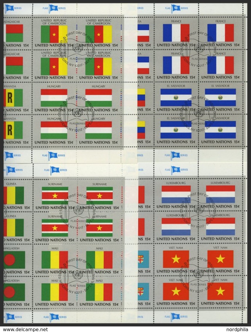 UNO NEW YORK 348-63 O, 1980, Flaggen, Kompletter Kleinbogensatz, 47x, Pracht, Mi. (470.-) - Sonstige & Ohne Zuordnung