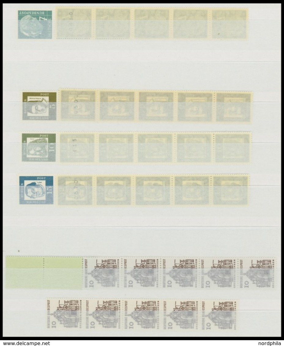 SLG., LOTS DEUTSCHLAND **, 1954-90, Kleine Postfrische Partie Rollenmarken Bundesrepublik In 5er- Und 11er-Streifen, R5 - Collezioni