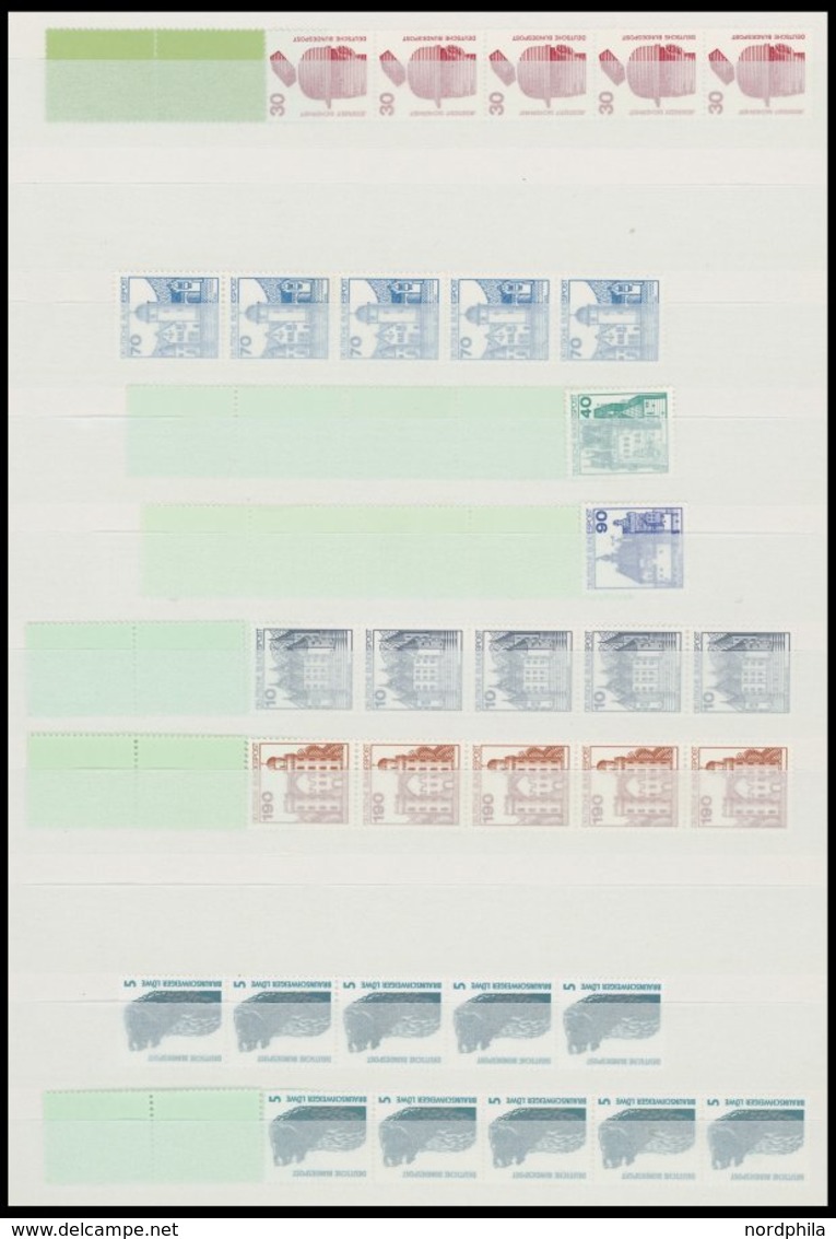 SLG., LOTS DEUTSCHLAND **, 1954-90, Kleine Postfrische Partie Rollenmarken Bundesrepublik In 5er- Und 11er-Streifen, R5 - Collections