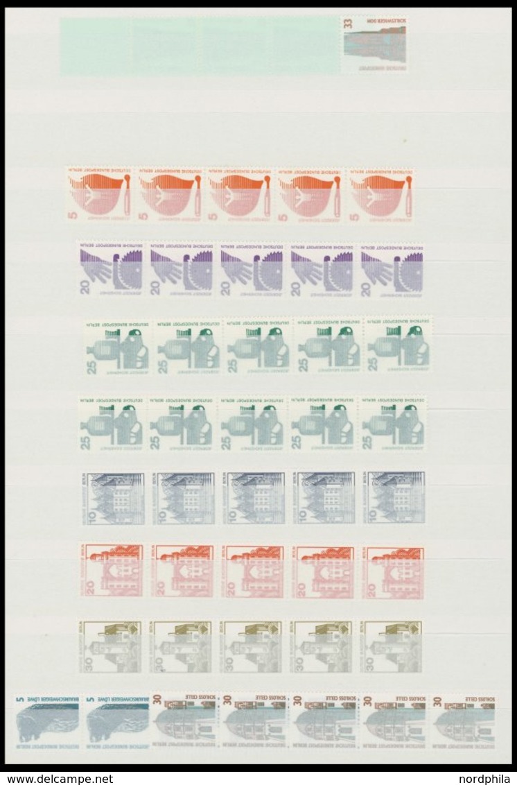 SLG., LOTS DEUTSCHLAND **, 1954-90, Kleine Postfrische Partie Rollenmarken Bundesrepublik In 5er- Und 11er-Streifen, R5 - Collections