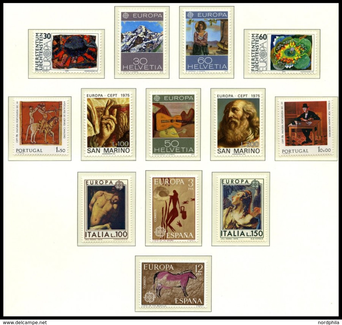 EUROPA UNION **, 1975, Gemälde, Kompletter Jahrgang, Mit Fast Allen Kleinbogen, Pracht - Altri & Non Classificati