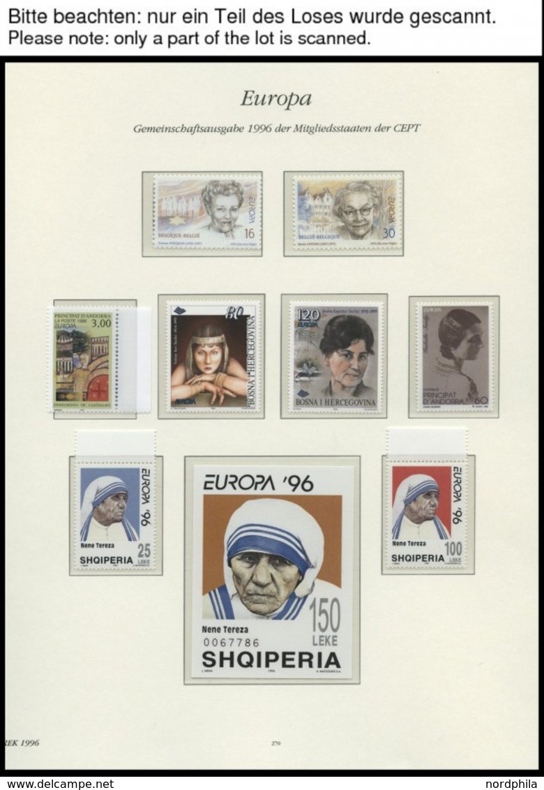 EUROPA UNION **, 1996, Berühmte Franzosen, Kompletter Jahrgang, Pracht, Mi. 271.10 - Sonstige & Ohne Zuordnung