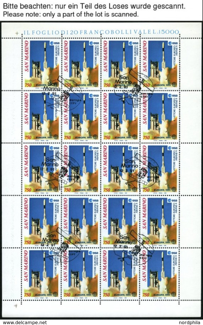 EUROPA UNION KB O, 1991, Weltraumfahrt, 12 Verschiedene Kleinbogensätze, U.a. Mit Irland Und San Marino, Pracht, Mi. 680 - Sonstige & Ohne Zuordnung