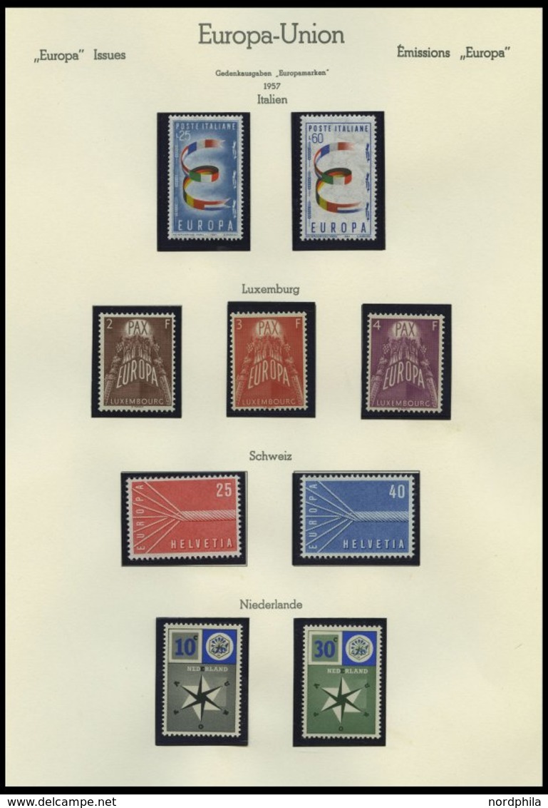 EUROPA UNION **, Postfrische Sammlung Europa-Union Von 1956-92 In 5 Leuchtturm Alben, Komplett Bis Auf Andorra-Spanische - Sonstige & Ohne Zuordnung