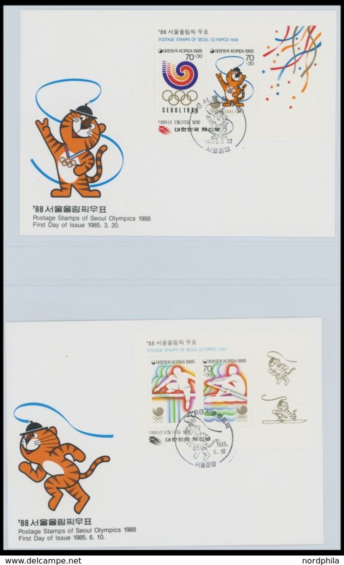 SPORT Olympische Spiele Seoul 1988, 52 Verschiedene Offizielle Ersttagsbelege Und Maximunkarten Von Korea-Süd Im Spezial - Other & Unclassified