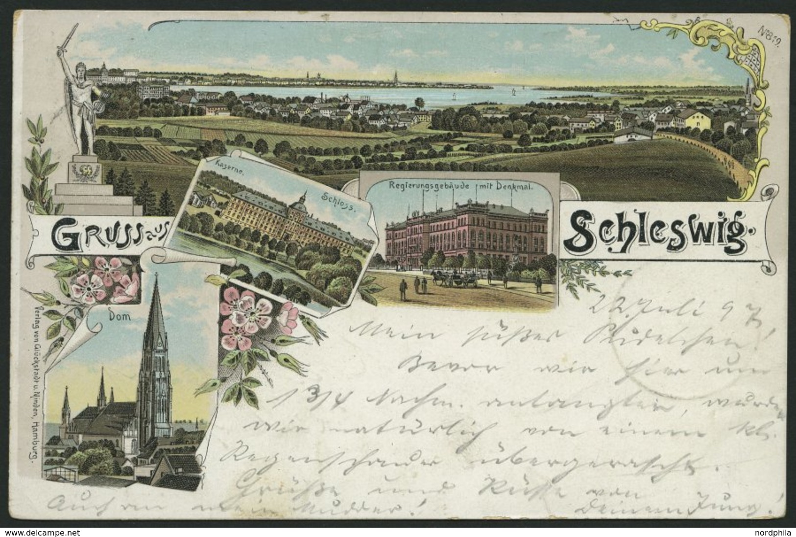 DEUTSCHLAND ETC. SCHLESWIG, Gruss Aus..., Farbige Lithokarte Von 1897 - Otros & Sin Clasificación