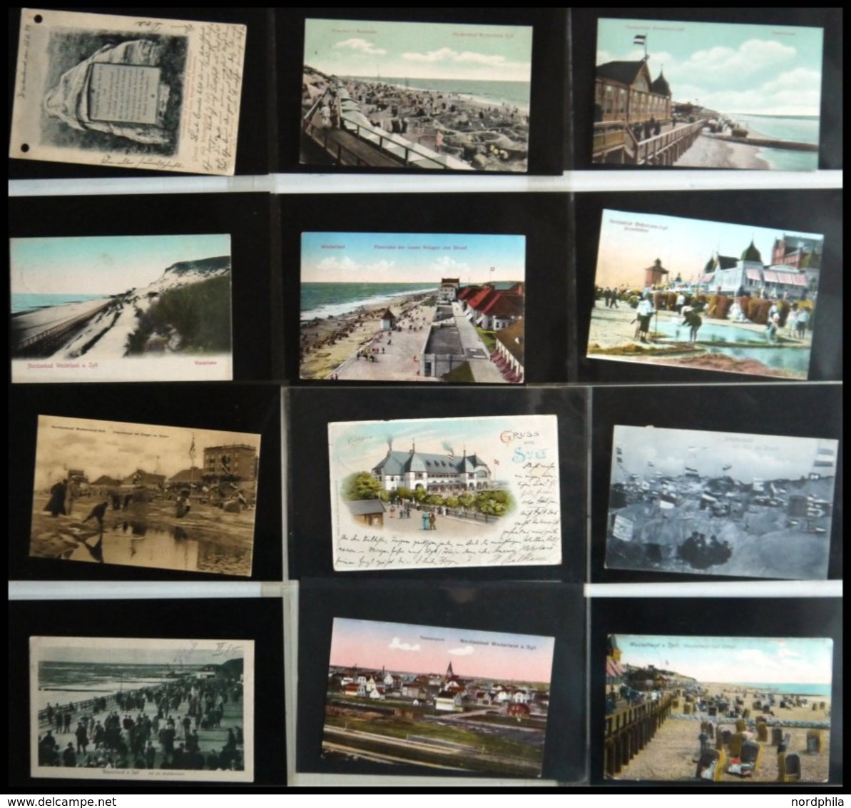 DEUTSCHLAND ETC. SYLT - Westerland, Sammlung von 100 verschiedenen Ansichtskarten im Briefalbum, dabei Gruß aus-Karten, 