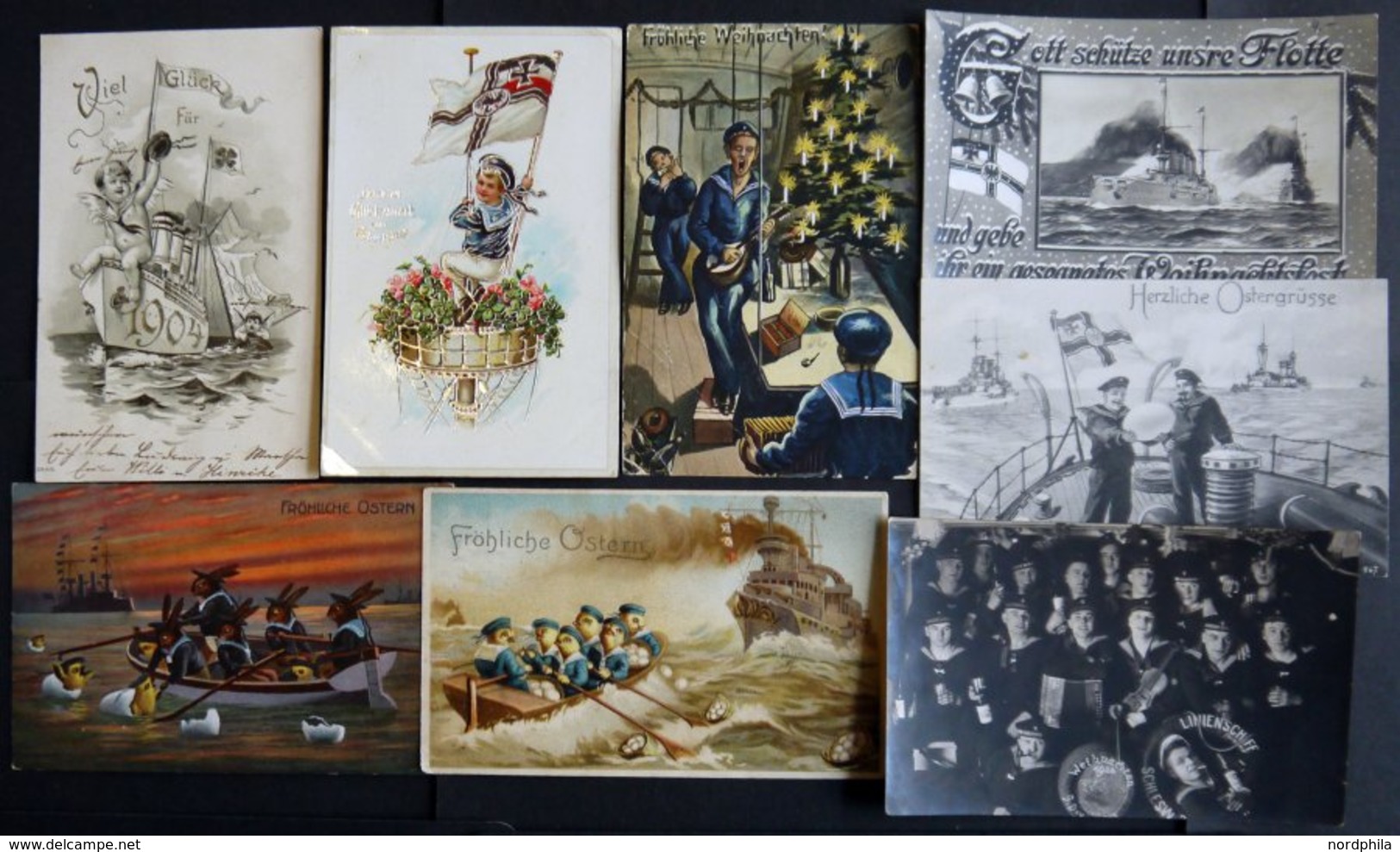 ALTE POSTKARTEN - SCHIFFE KAISERL. MARINE BIS 1918 Glückwunschkarten, 8 Verschiedene - Guerra