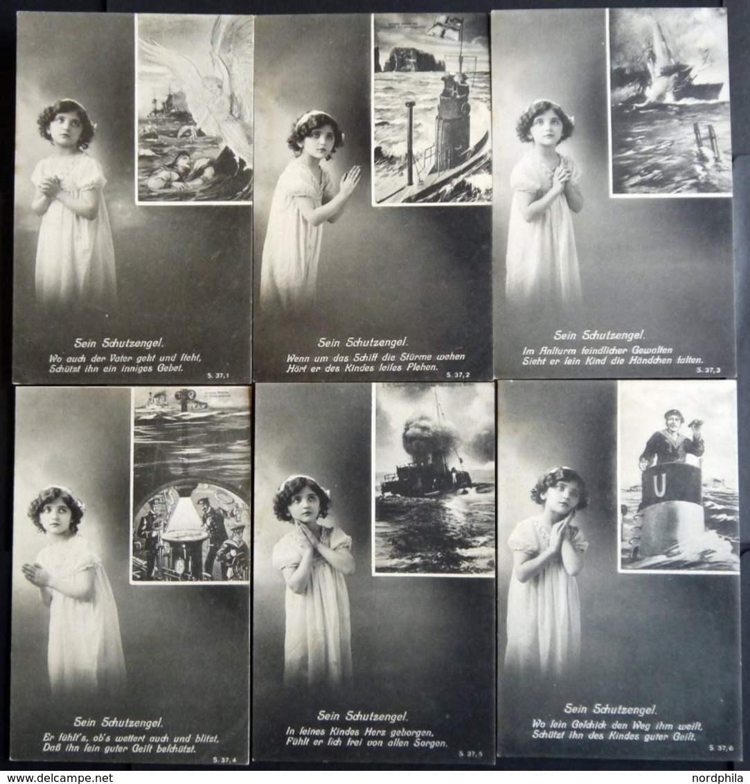 ALTE POSTKARTEN - SCHIFFE KAISERL. MARINE BIS 1918 Sein Schutzengel, 6 Verschiedene Karten Einer Serie (S 37,1-37,6), Et - Guerre