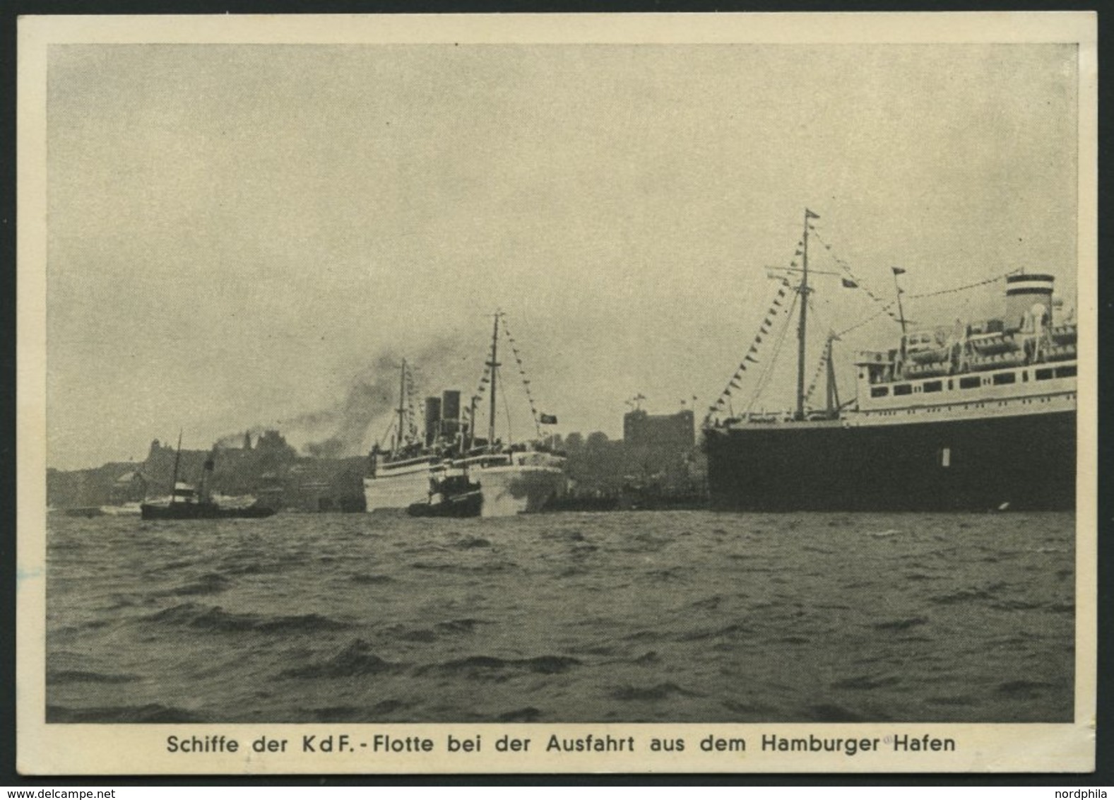ALTE POSTKARTEN - SCHIFFE Schiffe Der K D F.-Flotte Bei Der Ausfahrt Aus Dem Hamburger Hafen, Karte Von 1937 - Other & Unclassified