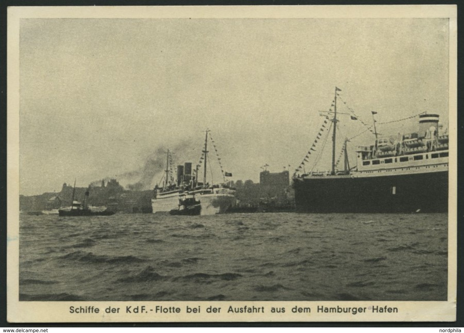 ALTE POSTKARTEN - SCHIFFE Schiffe Der K D F.-Flotte Bei Der Ausfahrt Aus Dem Hamburger Hafen, Karte Von 1937 - Altri & Non Classificati