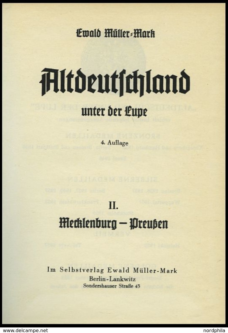 PHIL. LITERATUR Altdeutschland Unter Der Lupe - Mecklenburg - Preußen, Band II, 4. Auflage, 1956, Ewald Müller-Mark, Ca. - Philatelie Und Postgeschichte