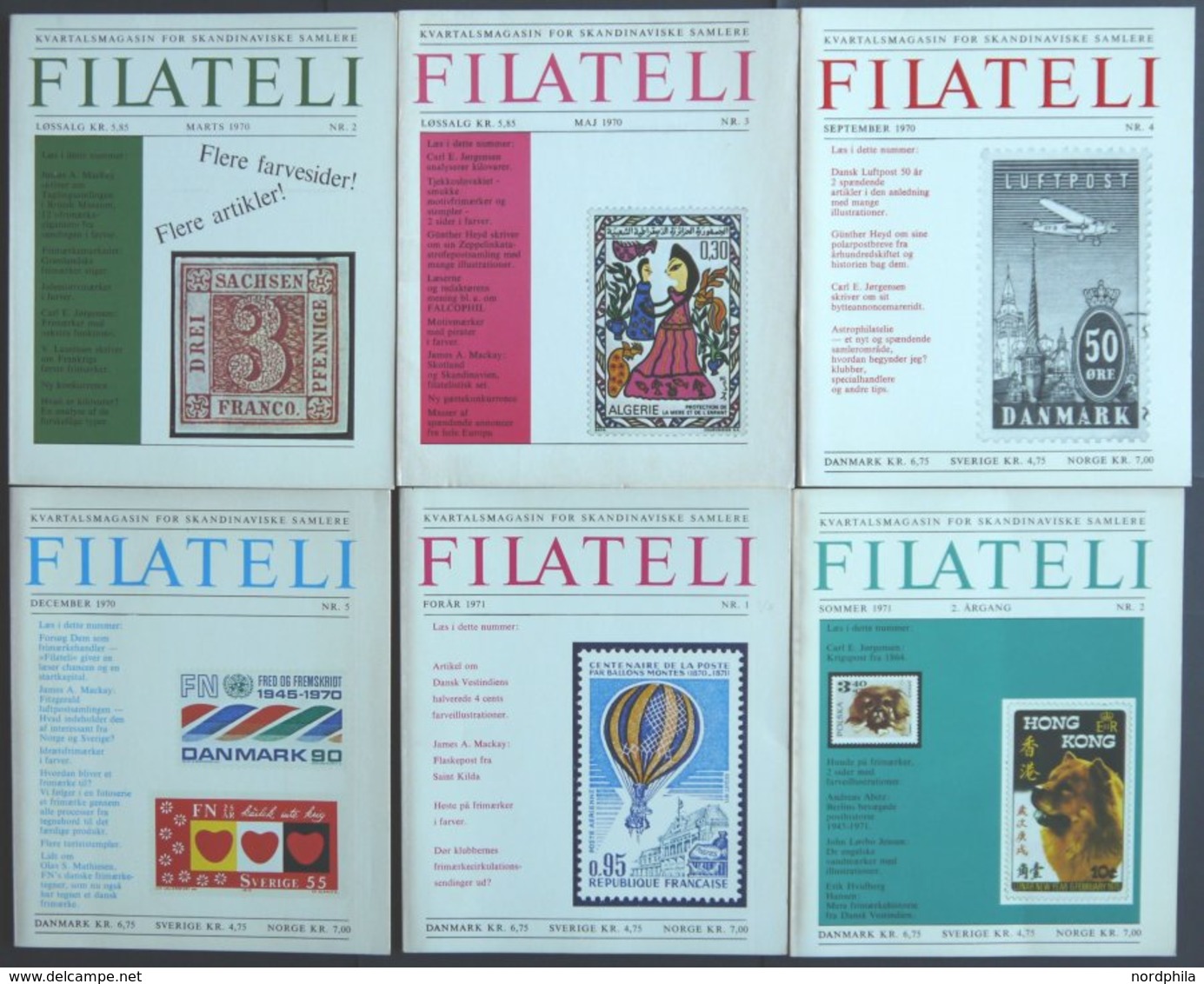 PHIL. LITERATUR Filateli - Kvartalsmagasin For Skandinaviske Samlere, Heft Nr. 2-5, 1970 Und Heft 1 Und 2, 1971, Mit Vie - Philately And Postal History