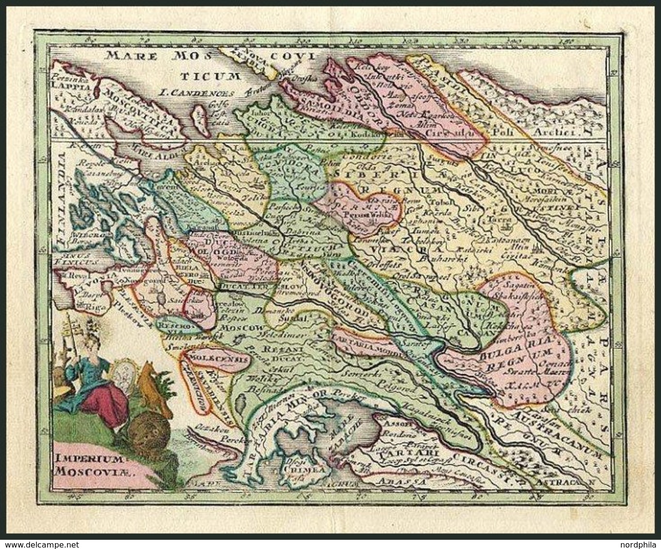 Generalkarte, Imperium Moscoviae, Rußland (oder Mocau) Mit Der Russischen Tartarey Und Dem Russischen Lappland, Altkolor - Otros & Sin Clasificación