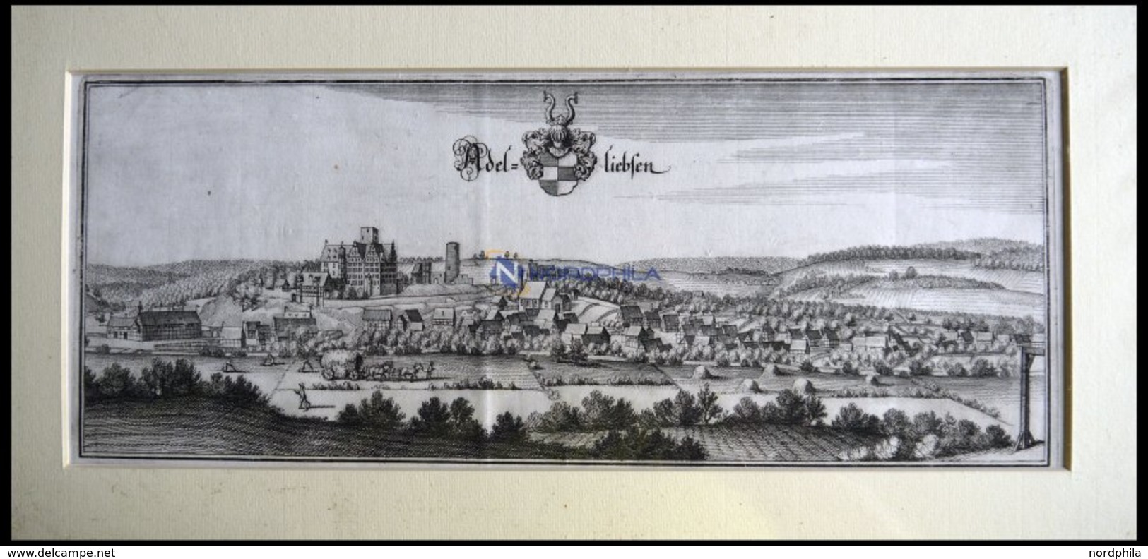 ADELEBSEN, Gesamtansicht, Kupferstich Von Merian Um 1645 - Litografia
