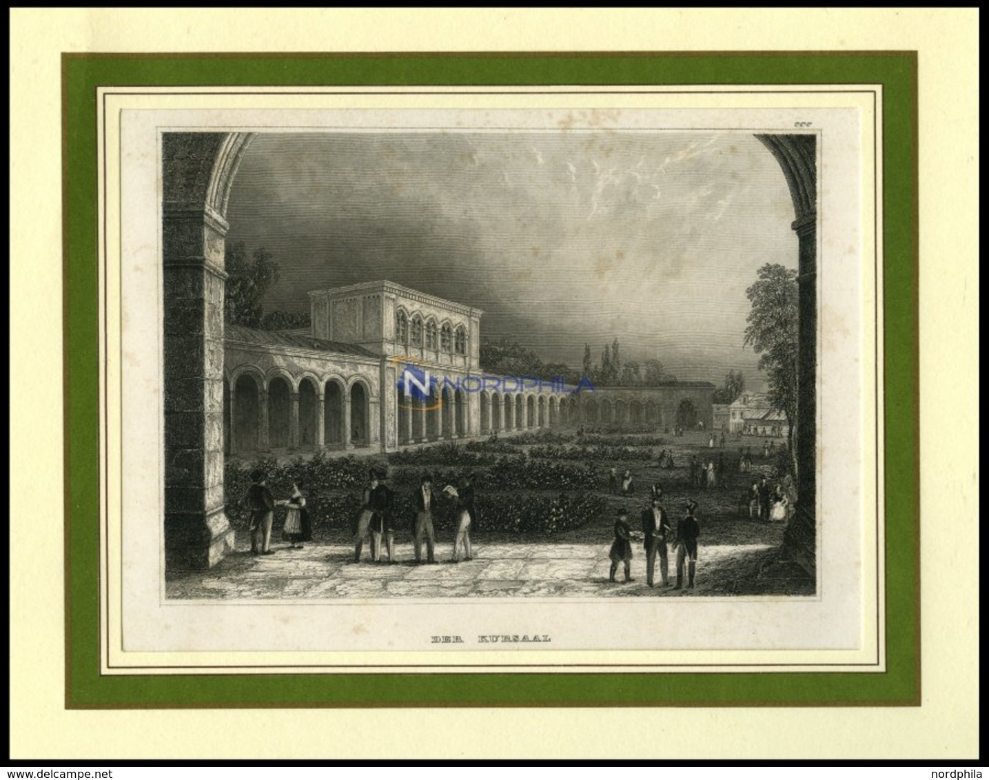 BAD KISSINGEN: Der Kursaal, Stahlstich Von B.I. Um 1840 - Litografia