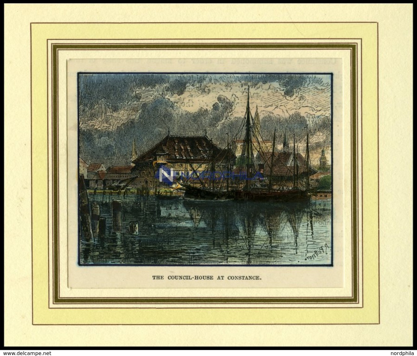 Am CONSTANCE, Rathaus, Kolorierter Holzstich Von Püttner Um 1880 - Litografia