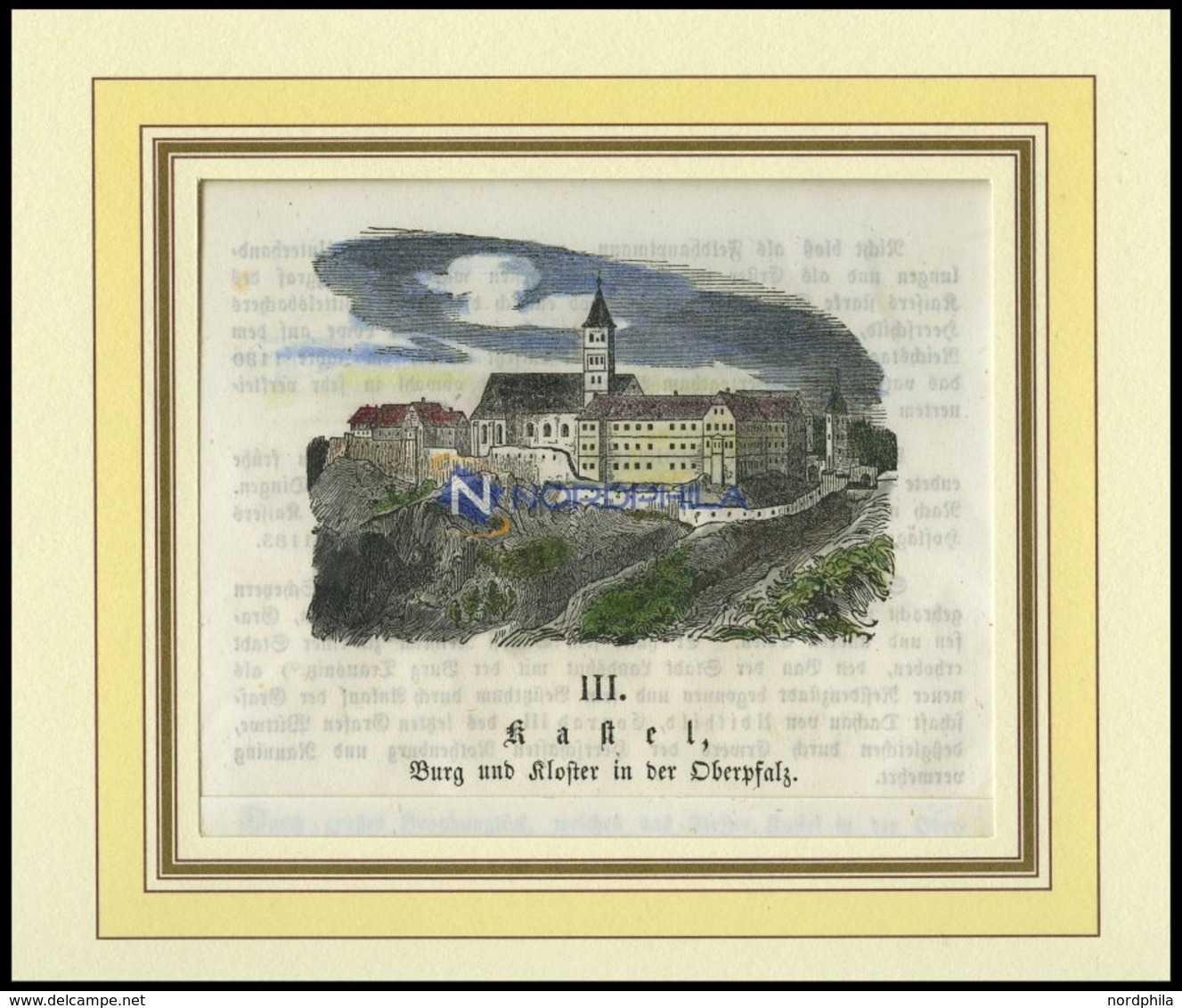 KASTEL/OBERPFALZ: Das Kloster, Kolorierter Holzstich A.d. Sulzb. Kalender Um 1870 - Litografía