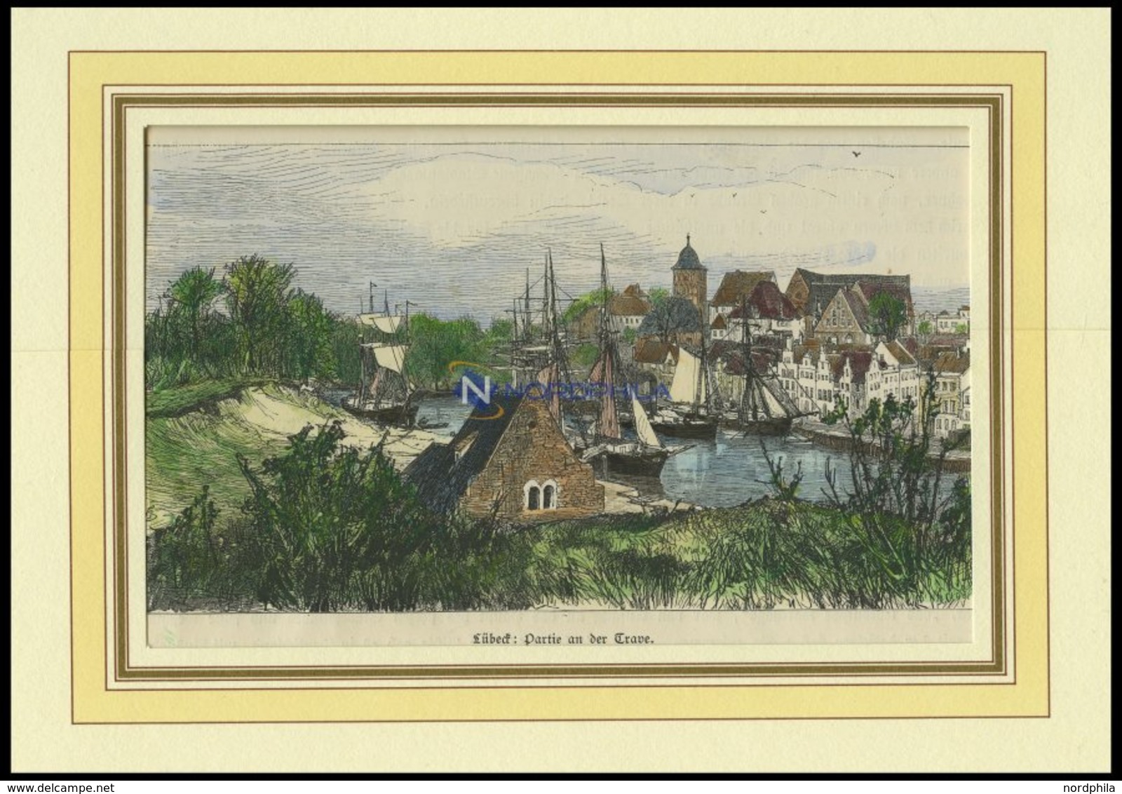 LÜBECK: Partie An Der Trave, Kolorierter Holzstich Von G. Schönleber Von 1881 - Lithographies