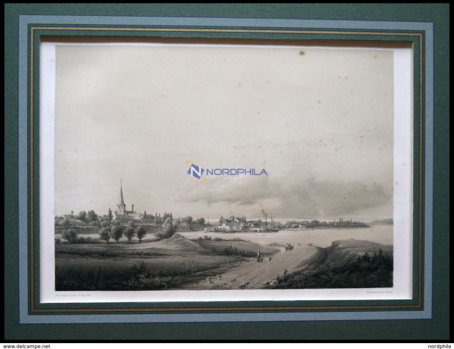 NYBORG (Nyborg), Gesamtansicht, Lithographie Mit Tonplatte Von Alexander Nay Nach Wilhelm Petersen Bei Emil Baerentzen,  - Litografia