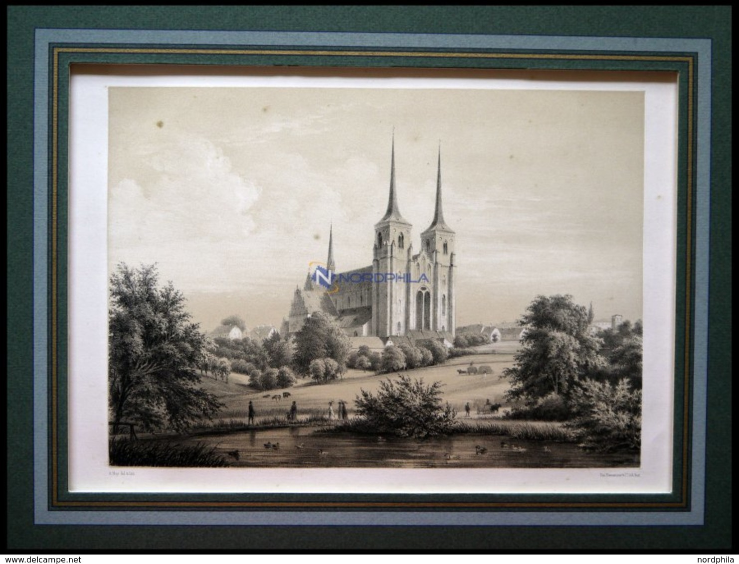 ROSKILDE (Roeskilde Domkirke), Die Domkirche, Lithographie Mit Tonplatte Von Alexander Nay Bei Emil Baerentzen, 1856, Mi - Litografia