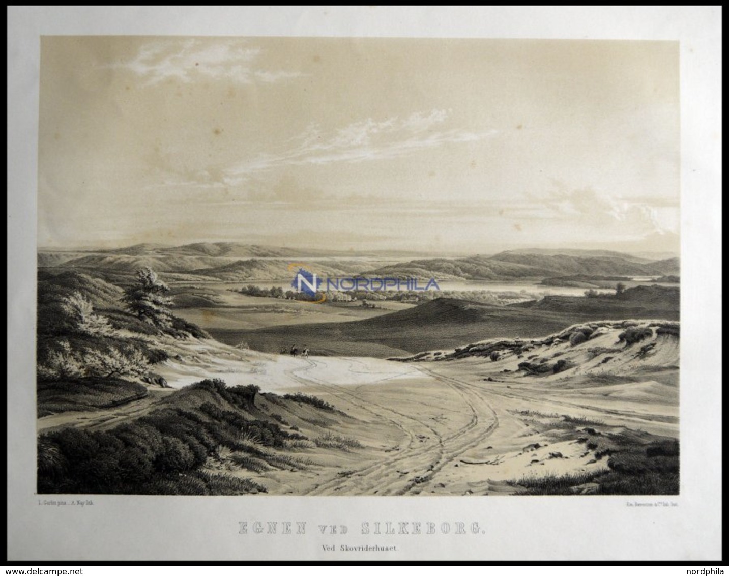 SILKEBORG (Egnen Ved Silkeborg), Hügelige Landschaft, Lithographie Mit Tonplatte Von Alexander Nay Nach L. Gurlitt Bei E - Lithographies