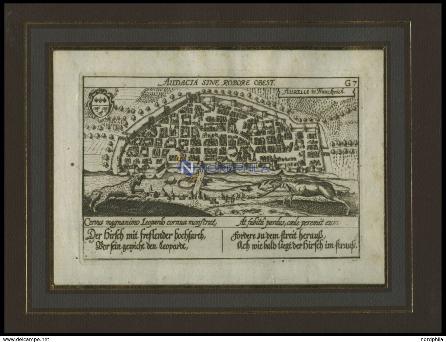 ORLEANS, Gesamtansicht Aus Der Vogelschau, Kupferstich Von Meisner Um 1678 - Lithographies