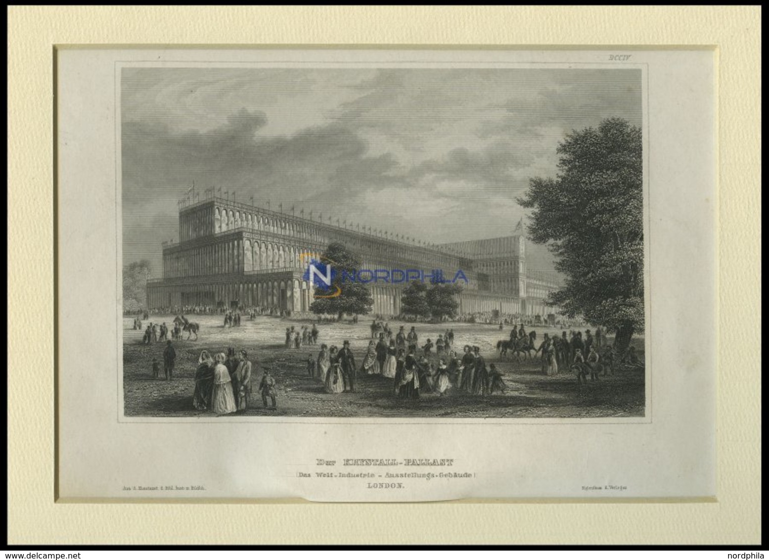 LONDON: Der Kristall-Palast, Stahlstich Von B.I. Um 1840 - Litografia